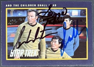 William Shatner Leonard Nimoy George Takei signed sports card Star Trek TOS
