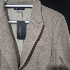 Tommy Hilfiger Women's Blazer Jacket Size 8 Tan Knit Elbow Patches - NWT