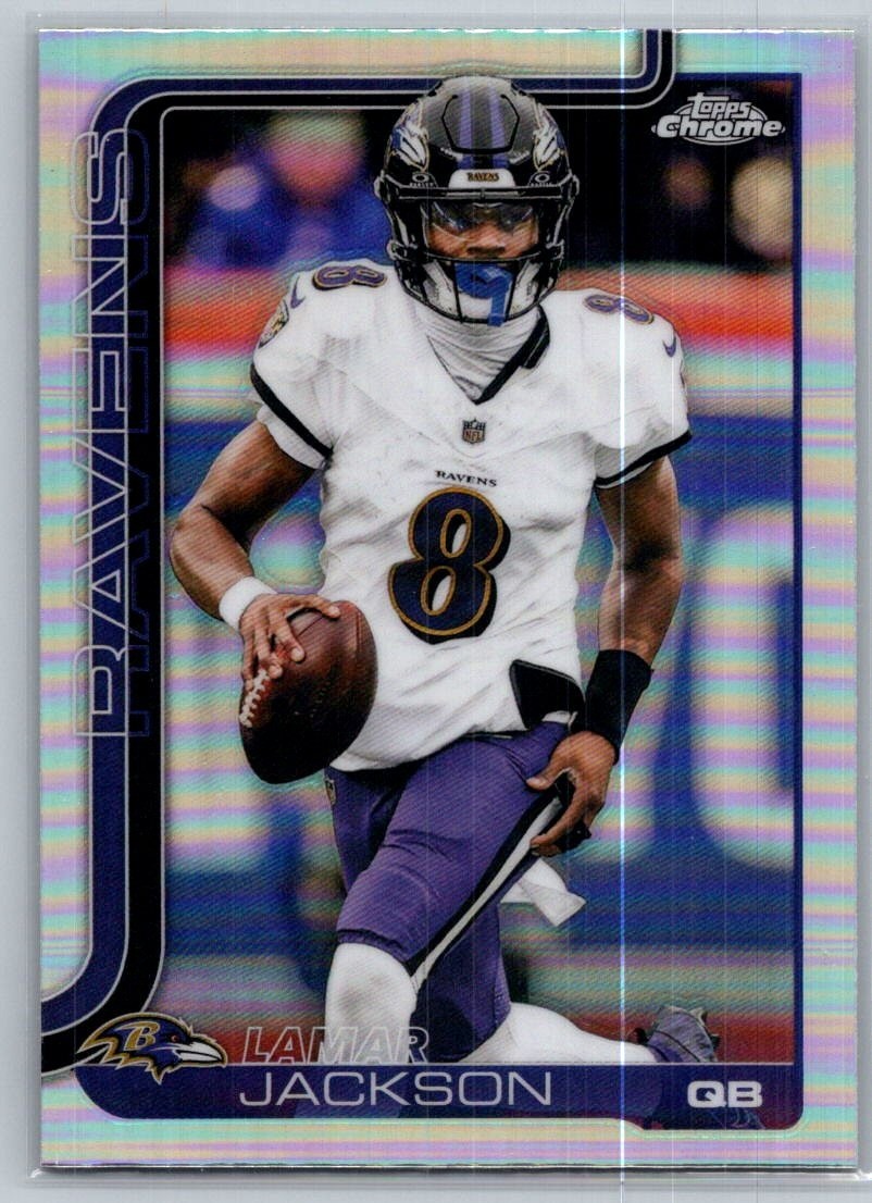 💎2025 Topps Chrome Football Refractor #24 Lamar Jackson - Ravens💎