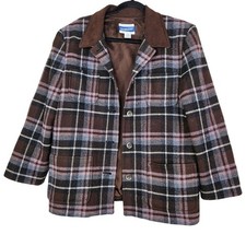 Pendleton 14 Brown Plaid Virgin Wool Shacket Flannel Jacket Cottage Classic