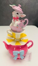 Clayre & Eef, Teekanne mit Tassen und Hase, Dekoration, Ostern