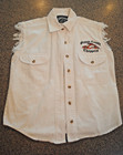 Orange County Choppers women's collared shirt, fray design, white, SIZE SMALL