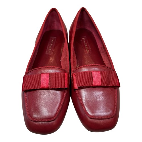 Enzo Angiolini Liberty Red Leather Ballet Flats Bow Detail Size 9 - Picture 4 of 11