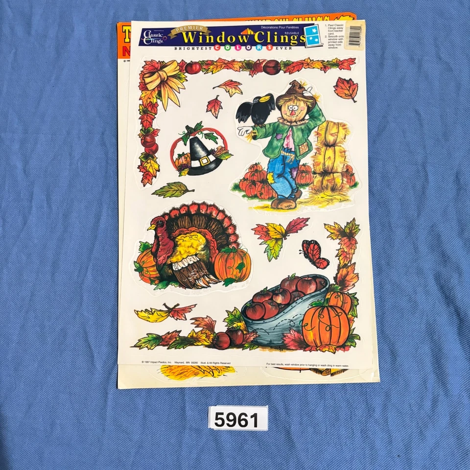 De colección Se adhiere Ventana Acción de Gracias Decoraciones Peregrinos Cosecha Pavo Calabazas Foto 3 de 4