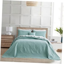 Oversized King Bedspread 128x120 Extra Wide Super King 128"x120" 3-seaglass