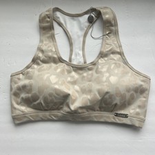 Bombshell SportswearShine Leopard Bra Size L Shimmer workout USA GOLD CREAM