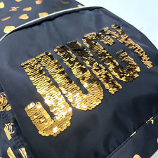 NWT VINTAGE JUICY COUTURE LARGE Black & Gold Sequin Backpack NWT JUICY COUTURE Black Gold Heart Sequin Logo Backpack  main image 2