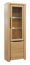 Vitrine Hochschrank Schrank Brest Kernbuche Teilmassiv H.199cm Standvitrine