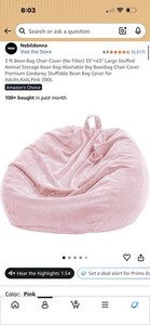 Light Pink Plush Stuffed Animal Storage Bean Bag Chair Cover