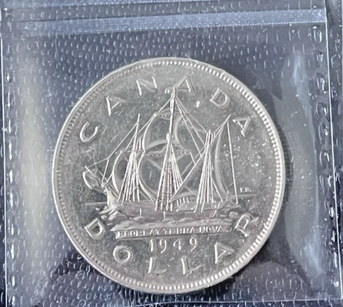 Canada 1949 Silver Dollar Certified MS60 ICCS (80% Silver)