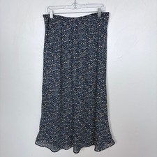 Christopher Banks Blue Floral Maxi Skirt Ruffle Hem Cottagecore Size Large