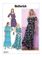 Schnittmuster Sommerkleid Butterick B6451 Y XS-M (Gr. 34-42) Deutsche Anleitung