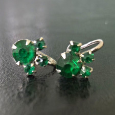 Vintage 1950 Round Crystal Prong-Set Stud Ear...
