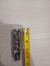 Stainless Steel Brake Handle Decorative Muzzle 12-28 Thread .255 Thru Hole. Stainless Steel Brake Handle Decorative Muzzle 12-28 Thread .255 Thru Hole.