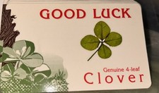 Vintage Good Luck Four Leaved Clover Wallet Cards Real 4 Leaf Clover