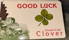 Vintage Good Luck Four Leaved Clover Wallet Cards Real 4 Leaf Clover