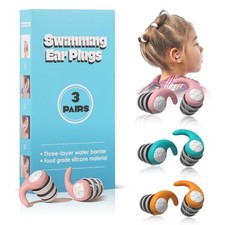 Swimming Ear Plugs for Kids3 Pairs Waterproof Silicone Swim Earplugs for Swim...