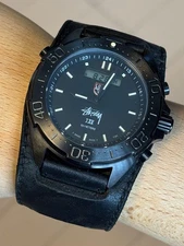 Stussy 25th Anniversary Luminox Watch Black Leather Strap Collaboration Limited