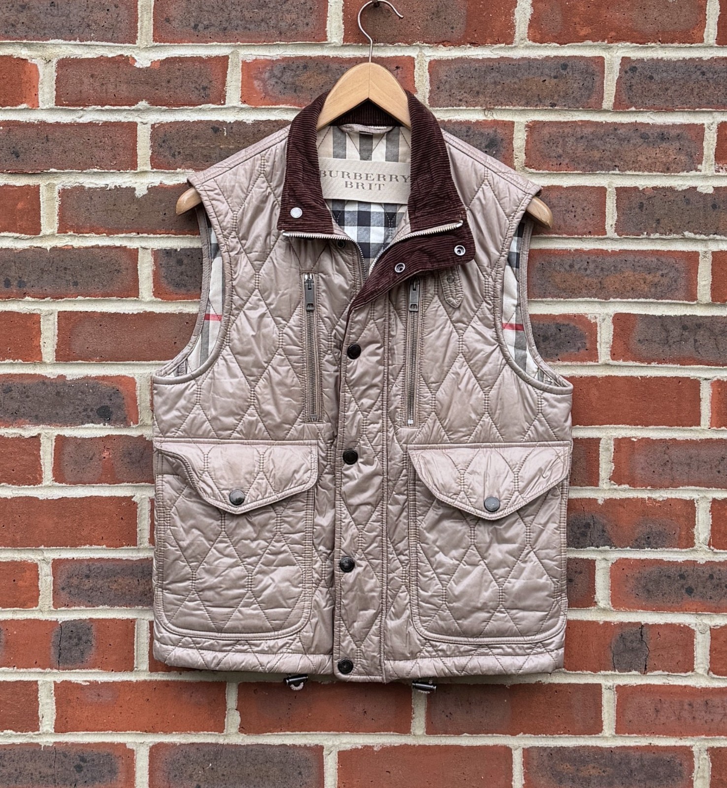 Burberry Mens GRESLING Gilet Jacket MEDIUM Beige Prorsum Brit Quilted Bodywarmer image 5