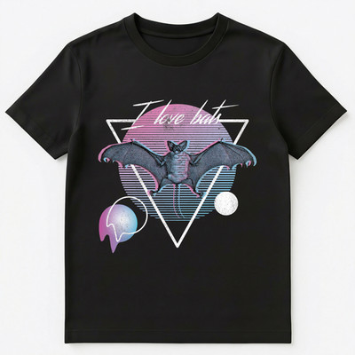 I Love Bats Retro Vaporwave Aesthetic Art Style Unisex T-Shirt