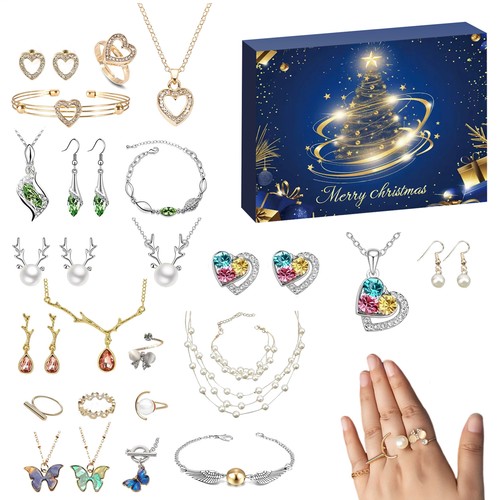 Jewelry Advent 24 Day Countdown To Christmas Calendar Bracelet Necklace Earring - Picture 1 of 6