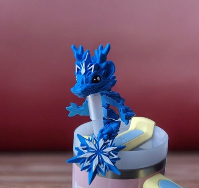 3d Printed Straw Cap Snowflake Winter Tadling Dragon Topper 8mm 10mm Tumbler
