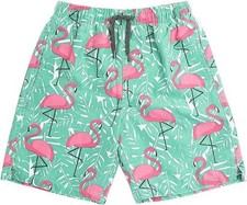 INGEAR Swim Boys Swim Shorts Pink Flamingo Tropical Print Size 6/7