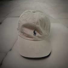 Vintage 90s POLO RALPH LAUREN STRAPBACK KHAKI HAT 1990s Blue Pony Logo