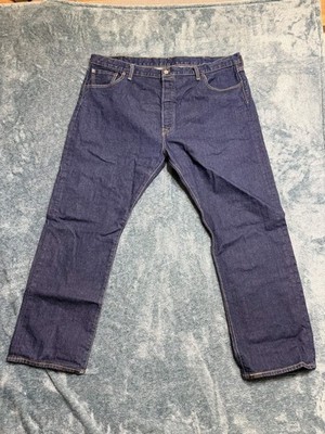 Levi's 501 Original Fit Jeans 44x30 Men's Dark Indigo Blue Denim Straight Leg