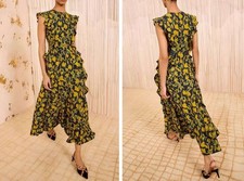 Women Ulla Johnson Viscose Floral Sleeveless Slim Midi Dress