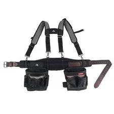 Husky 2 Bag Electricians Heavy Duty Work Tool Storage Belt With Suspenders