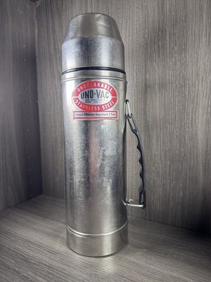 Vintage Uno Vac Thermos Unbreakable Stainless Steel 8 Cup 13 Inch Made In USA 