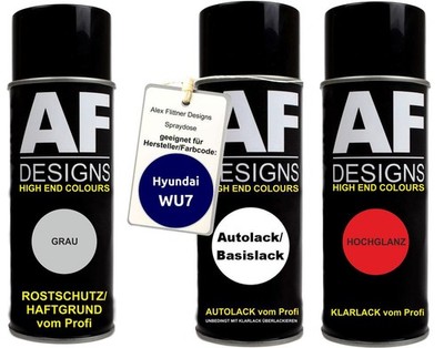 Spraydose Set für Hyundai WU7 Coast Blue Metallic Autolack Klarlack Grundierung 