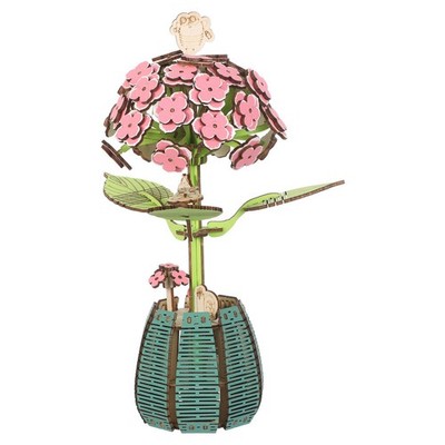 Wooden Desktop Flower Puzzle Kit Hydrangea Bouquet Model Blocks