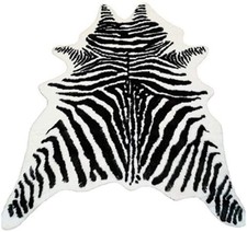 Zebra Print Rug Faux Animal Cowhide Skin Area Rug Leather Carpet Mat Large Si... Zebra Print Rug Faux Animal Cowhide Skin Area Rug Leather Carpet Mat Large Si...