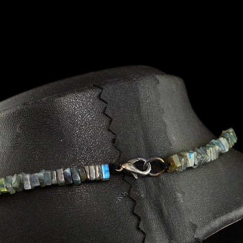 SUPERB 110.00 CTS AMAZING BLUE FLASH LABRADORITE UNHEATED BEADS NECKLACE (DG) - Picture 3 of 3