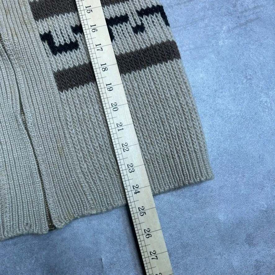 L.L Bean Thunderbird Knitted Cardigan Mens Medium Cowichan Wool Sweater Beige - Image 4 of 4