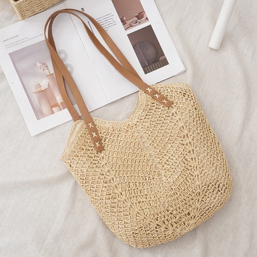 Aesthetic Summer Handbag Woven Bag Woven Tote Bag Woven Tote Handbag Straw Bag - Picture 3 of 12