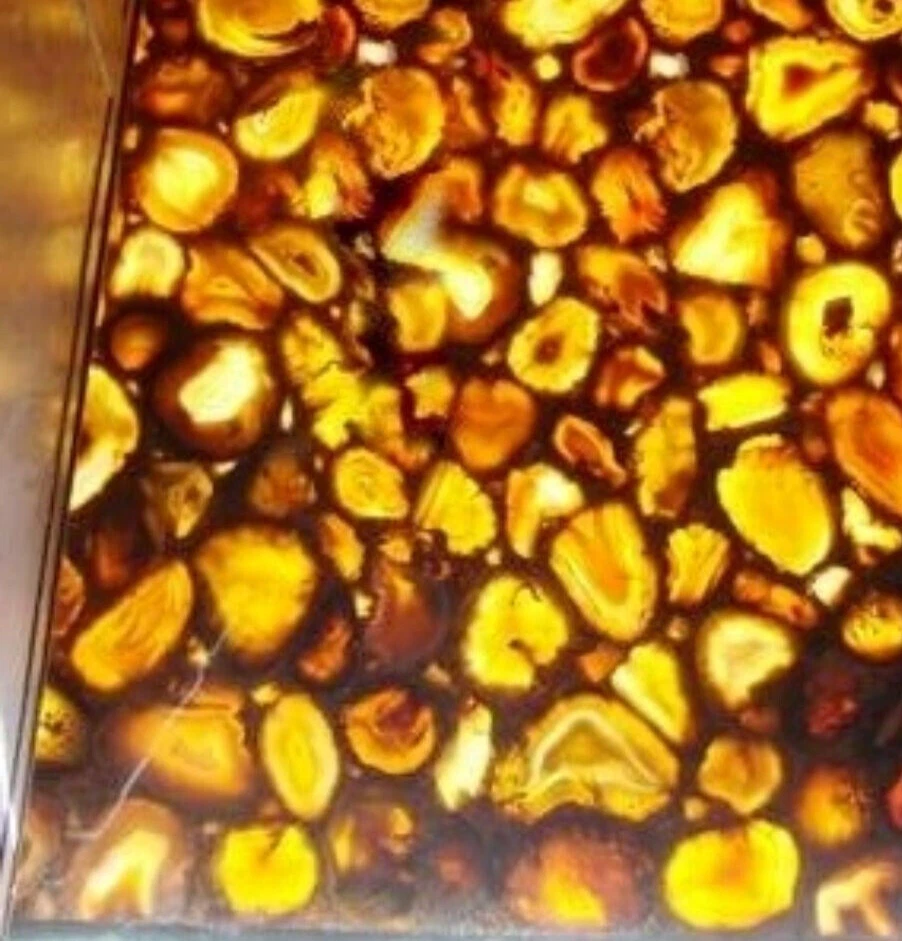 48"x24" Yellow Agate Dining Table Top for Home & Office Decor Furniture - Image 3 of 4