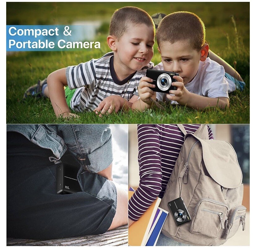 Appareil Photo Numérique Enfant 44MP Nicamery - Écran 2,4", Zoom 16x, Carte 32Go Incluse