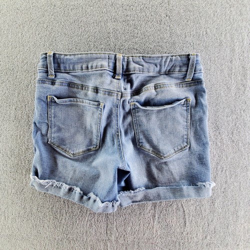 So Stretch Distressed Roll Cuff Embroidered Daisy Denim Jean Shorts Size 12 - Picture 2 of 8