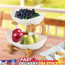 2-Tier Countertop Fruit Vegetable Basket Bowl Storage Rack Home Kitchen Bathroom