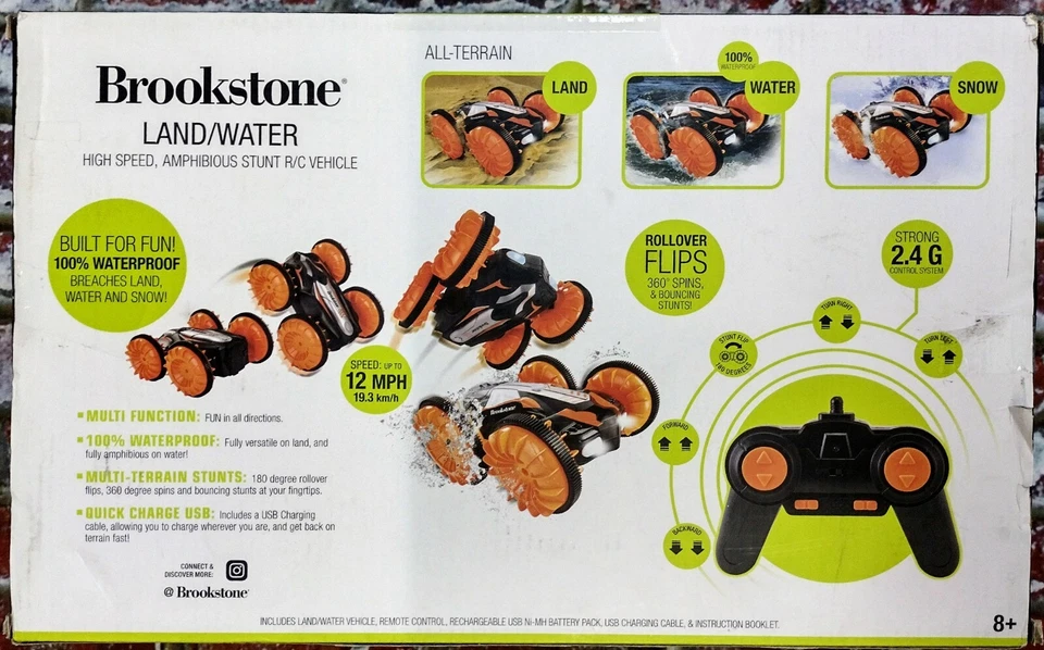 Brookstone Land / Water High Speed Amphibious Stunt R/C Vehicle New! Retail $70! - Image 2 of 4