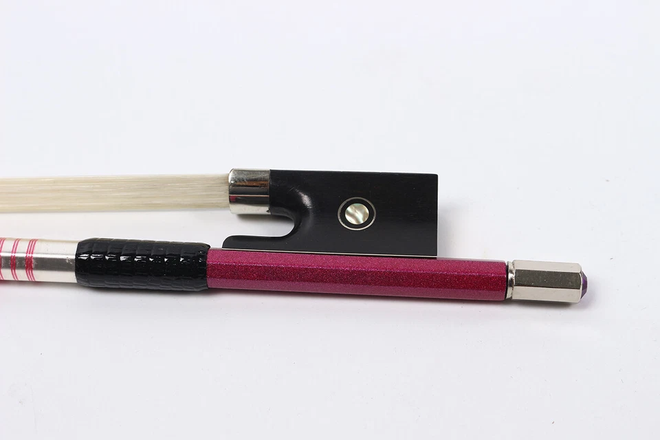 4/4 Violin bow Pink Carbon Stick with Natural HorseHair Ebony Frog Well balanced - image 4 of 4