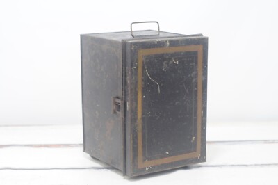Antique Footed Toleware Tin Cake Box Bread Box Pie Safe Stove Warmer