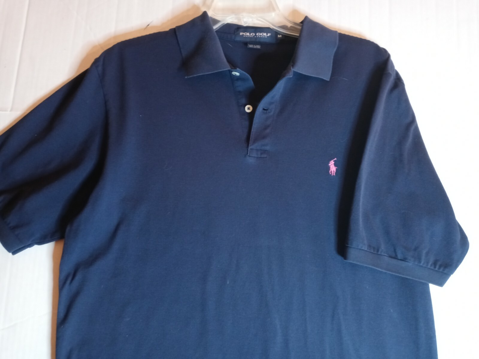 Camicia da uomo polo da golf Ralph Lauren pony rugby maniche corte blu navy ~ taglia Med