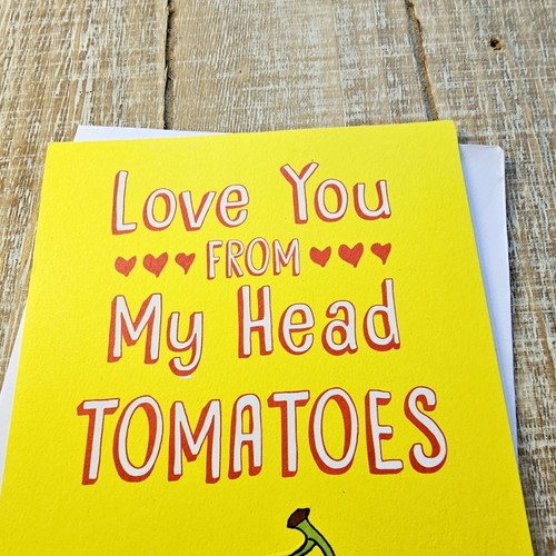 Recycled Paper Greetings Birthday Card 5X7 For Partner Tomatoes Yellow Red - Picture 2 of 7