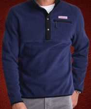 Men's Vineyard Vines Harbor Fleece Quarter Snap-Nautical Navy-New w/Tags