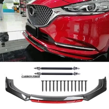 For 2004-2021 Mazda 2 3 5 Glossy+Red Front Bumper Lip Splitter Spoiler Body Kit