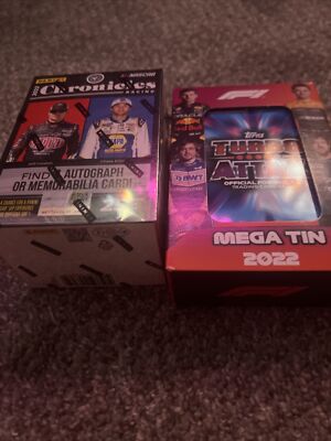 2022 Panini Chronicles NASCAR Blaster Box + TOPPS TURBO ATTAX MEGA TIN FORMULA 1